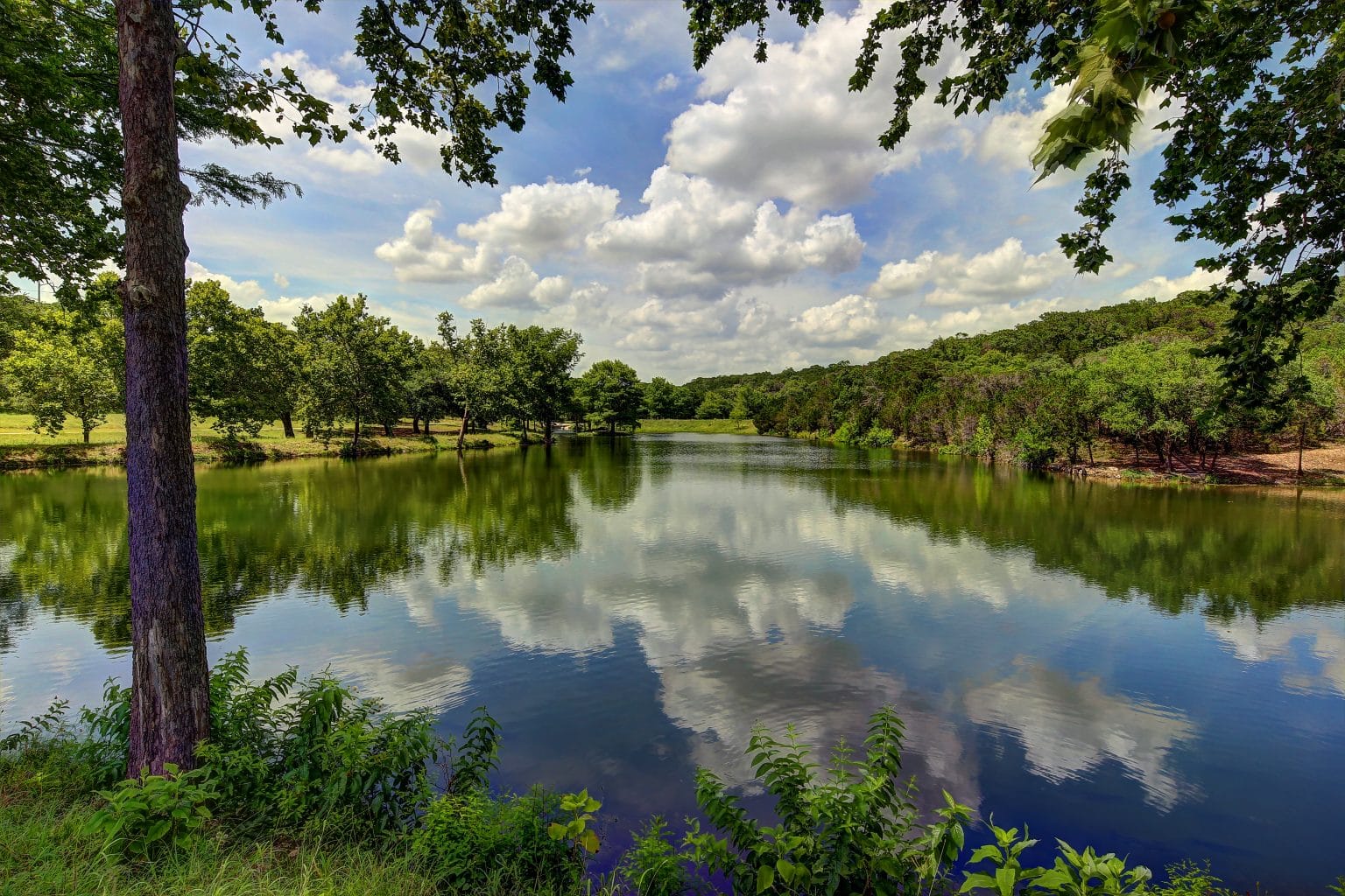 Lakeside reflection of sky