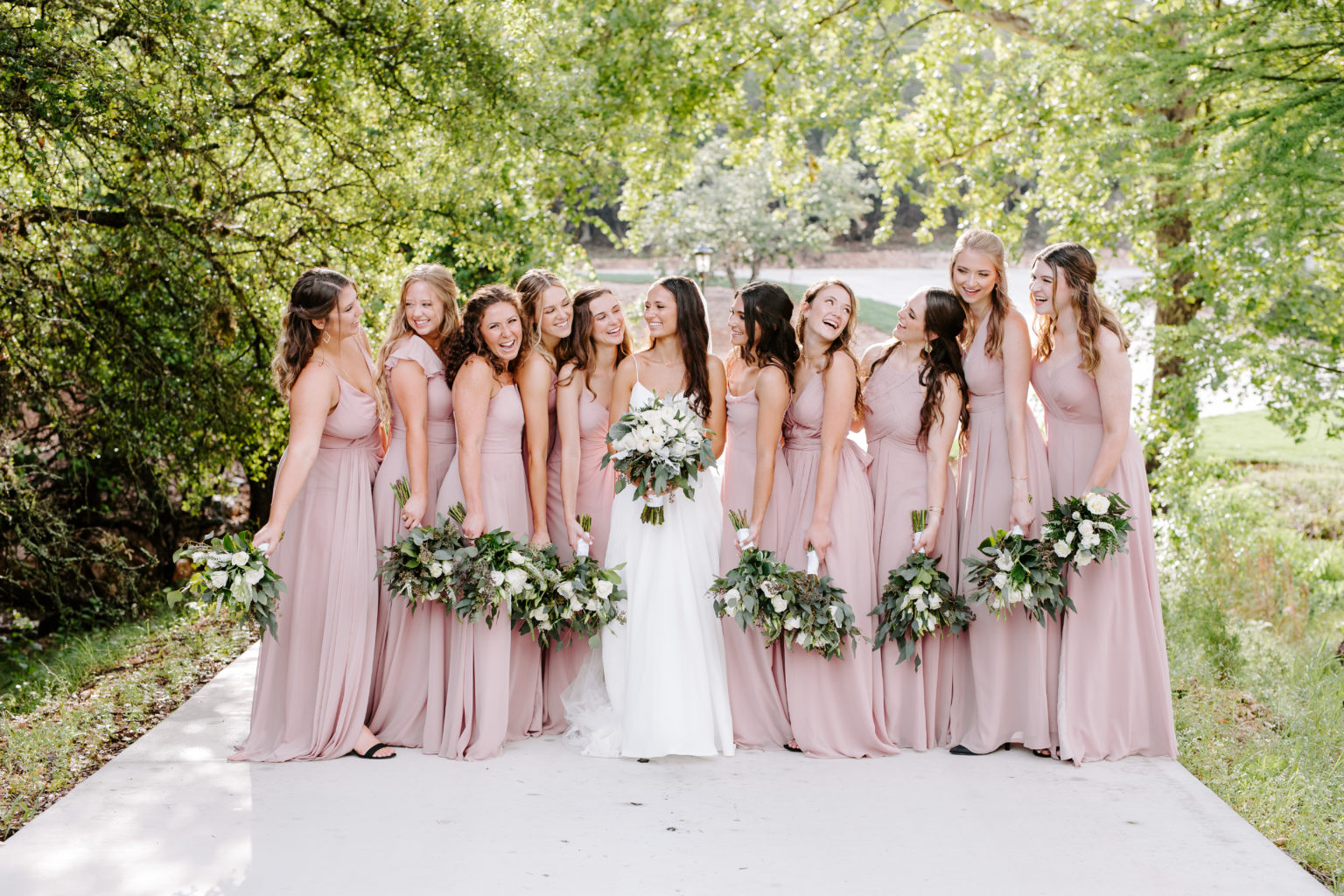 bridesmaids with bride